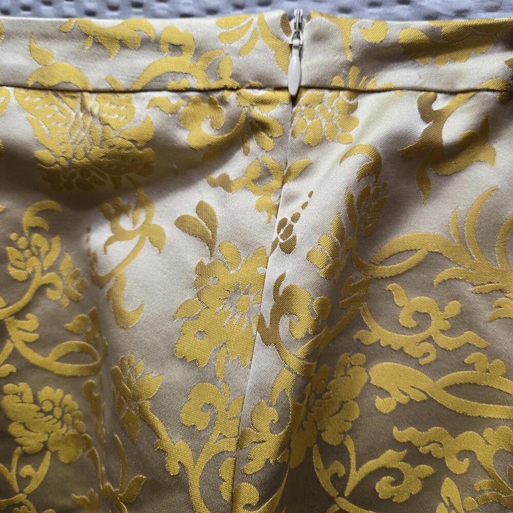 Banana Republic 100% Silk Gold Floral Brocade Pencil Skirt 10 Luxe Regency - Picture 7 of 9